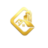 Craft Edge Construction gold house and building icon logo on black background, premium construction company website favicon, real estate and building services brand symbol