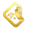 Craft Edge Construction gold house and building icon logo on black background, premium construction company website favicon, real estate and building services brand symbol